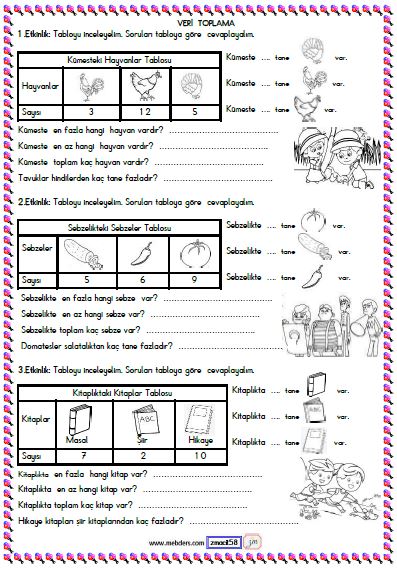 1. Sınıf Matematik Veri Toplama ve Değerlendirme Etkinliği 5