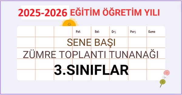 2025-2026 Eğitim Öğretim Yılı 3.Sınıflar Sene Başı Zümre Öğretmenler Kurulu Toplantı Tutanağı
