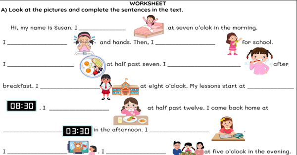 4.Sınıf 5.Ünite My Day Çalışma Kağıdı