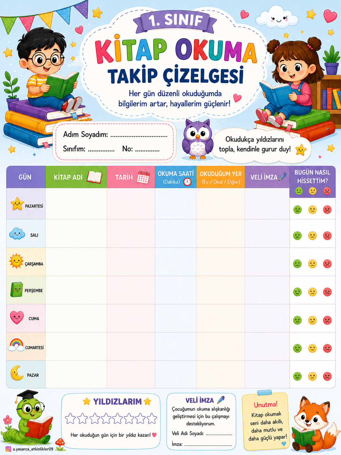 KİTAP OKUMA TAKİP FORMU