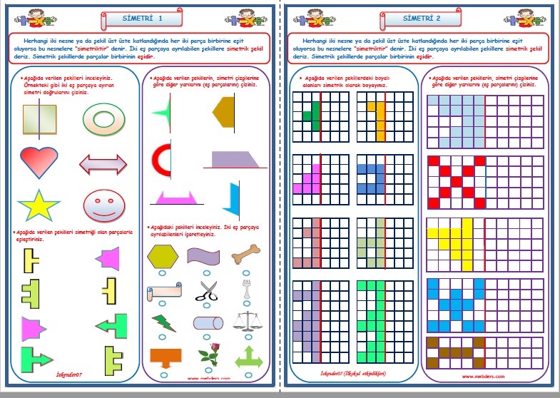 2.Sınıf Matematik Simetri Çalışması 1-2   (2 Sayfa)