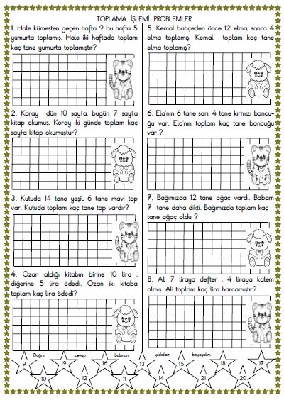 1. Sınıf Matematik  Toplama İşlemi Problemleri Etkinliği 5