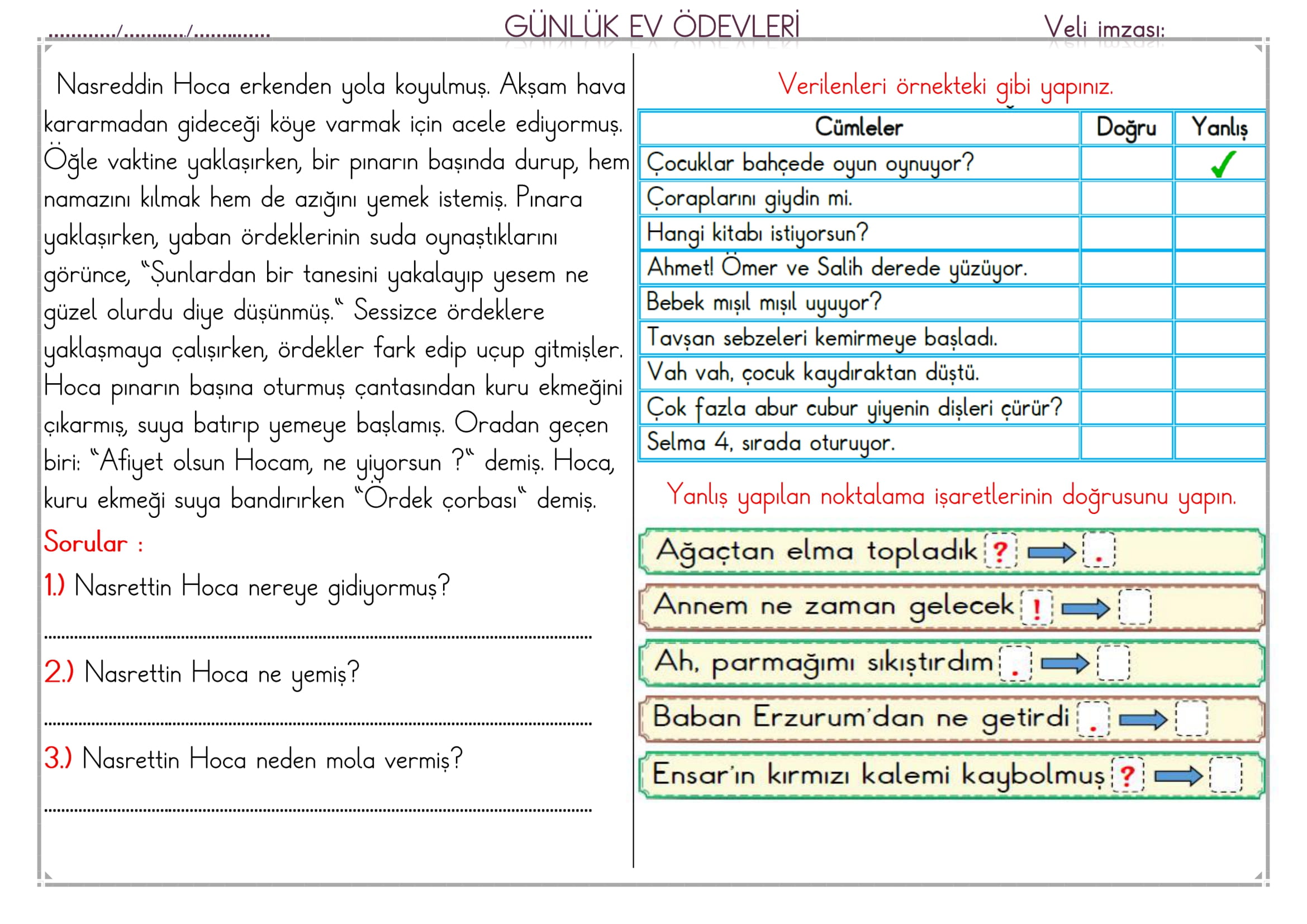 1.Sınıf 06 Mayıs 2025 Günlük Ev Ödevi