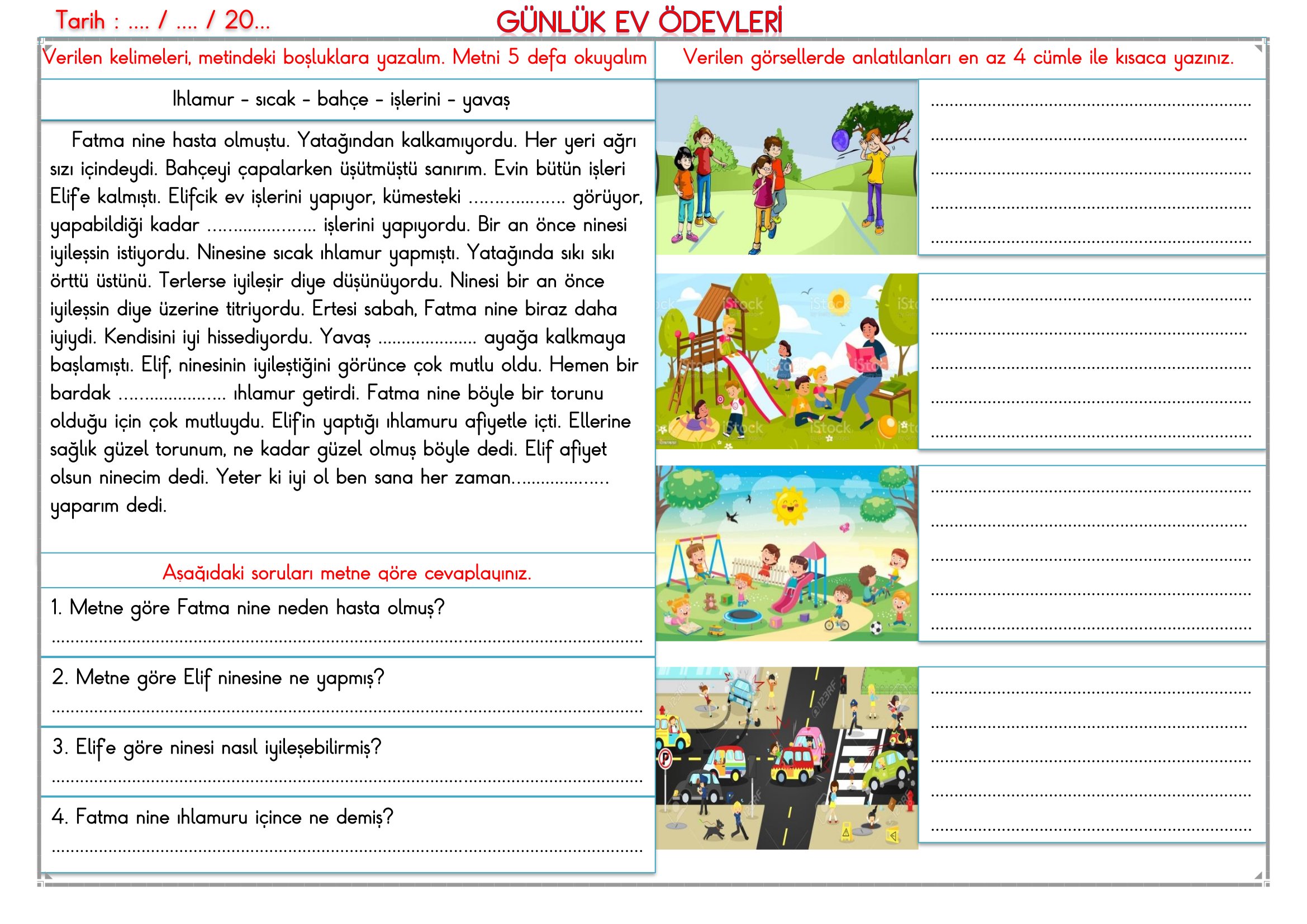 2.Sınıf - 12 Mart 2026 Günlük Ev Ödevleri