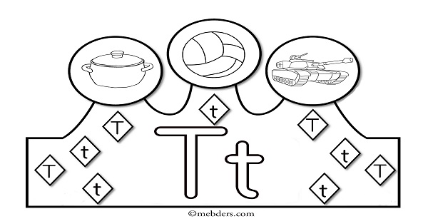 1.Sınıf İlkokuma Harfli Taçlar - T Sesi