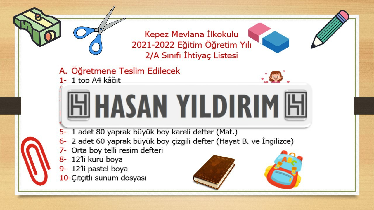 2.Sınıf İhtiyaç Listesi (Word'de Düzenlenebilir.)