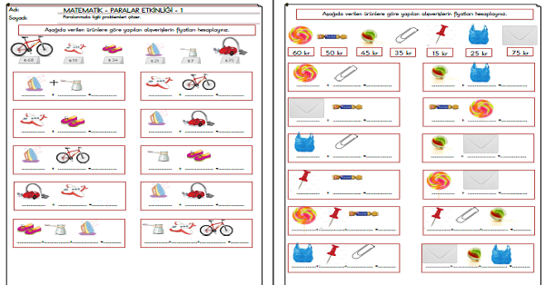 3.Sınıf - Matematik Paralar Etkinliği-10