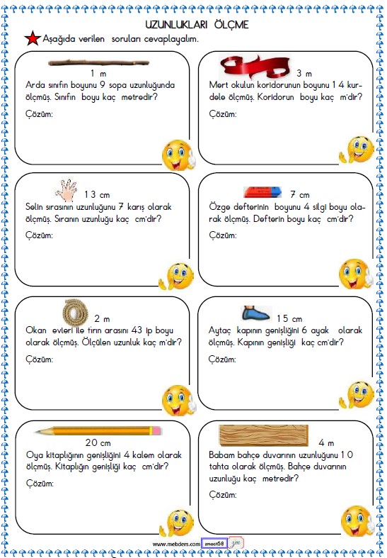 2. Sınıf Türkçe Matematik Uzunlukları Ölçme Etkinliği 10