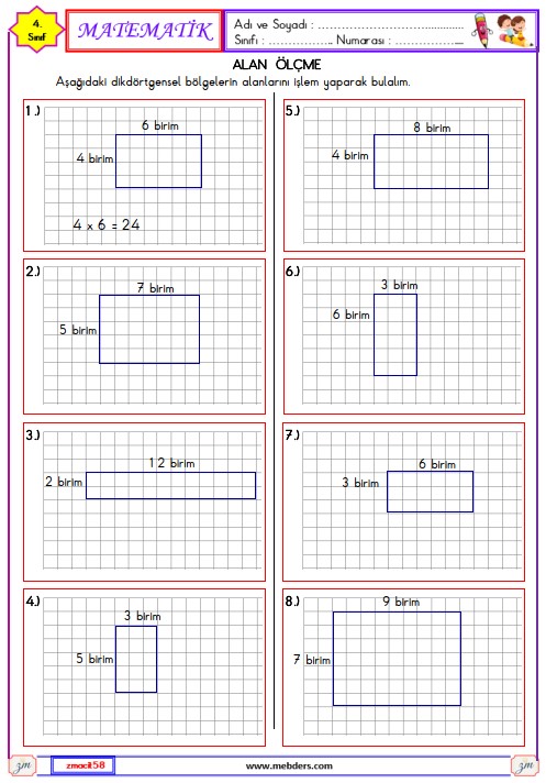 4. Sınıf Matematik Alan Ölçme Etkinliği 16