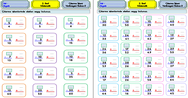 2.Sınıf Matematik Çıkarma İşlemi-Verilmeyeni Bulma-3