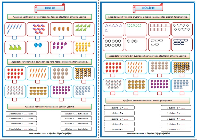 2.Sınıf Matematik Deste ve Düzine Etkinliği  2