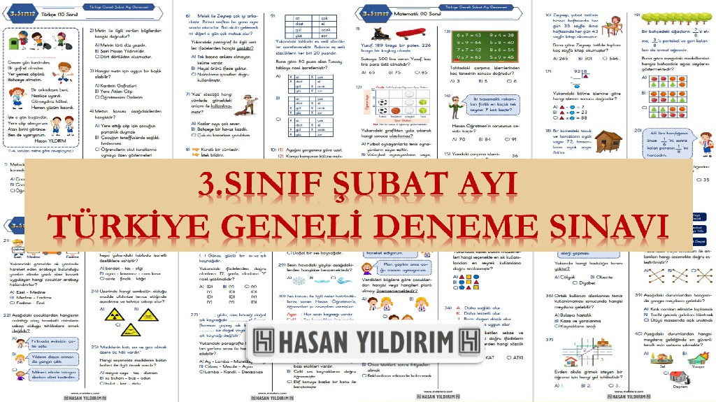 3.Sınıf Şubat Ayı Türkiye Geneli Deneme Sınavı (PDF)