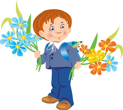 Clipart iki elinde çiçek buketiyle erkek çocuk png