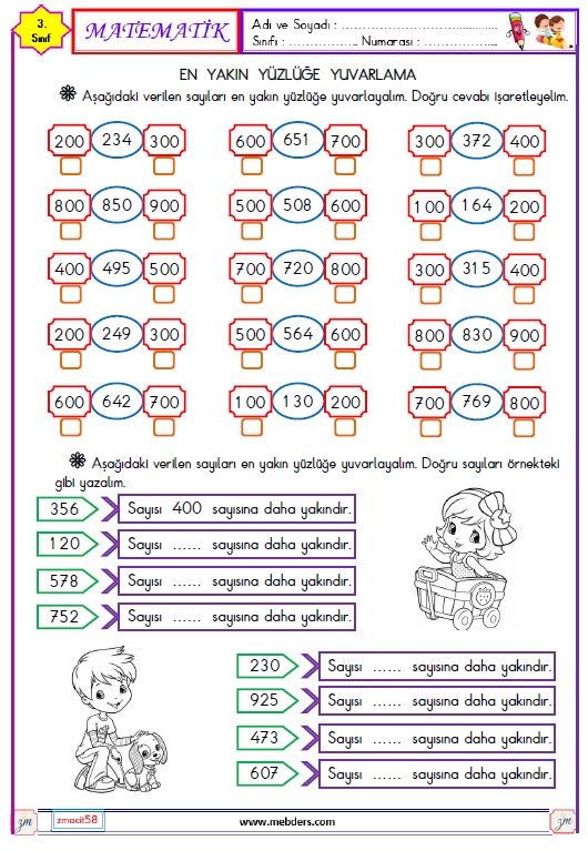 3. Sınıf Matematik Yuvarlama Etkinliği 2