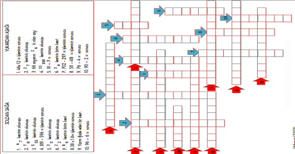 3.Sınıf Matematik Çengel Bulmaca Etkinliği-3