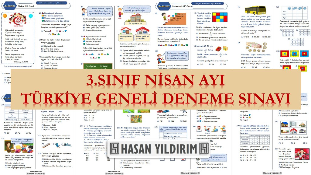 3.Sınıf Nisan Ayı Türkiye Geneli Deneme Sınavı (PDF)
