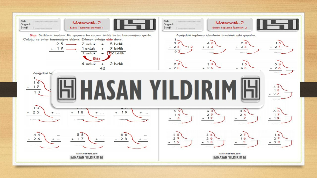 2.Sınıf Matematik Eldeli Toplama İşlemleri Çalışma Sayfaları