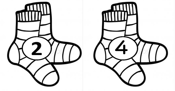 1.Sınıf Matematik Çorap İkişer Ritmik Sayma Boyama Etkinliği