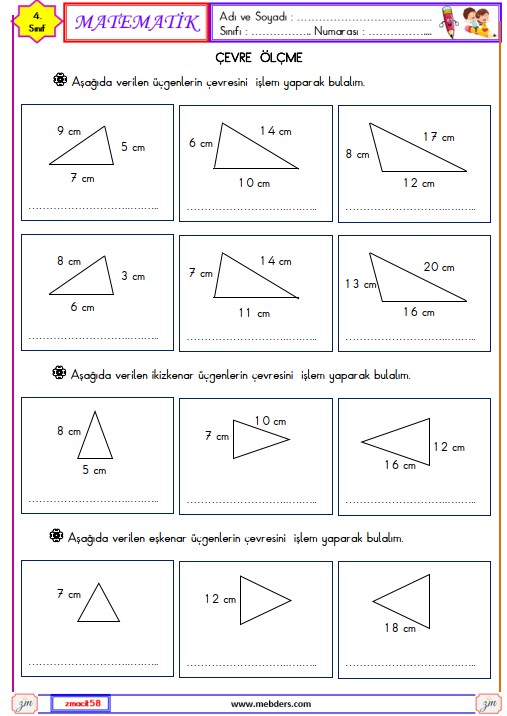 4. Sınıf Matematik Çevre Ölçme Etkinliği 5