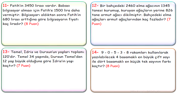 4.Sınıf Matematik Çıkarma İşlemi Problemler-4