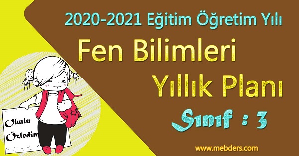 2020 - 2021 Yılı 3.Sınıf Fen Bilimleri Yıllık Planı (Tuna Yayınevi)