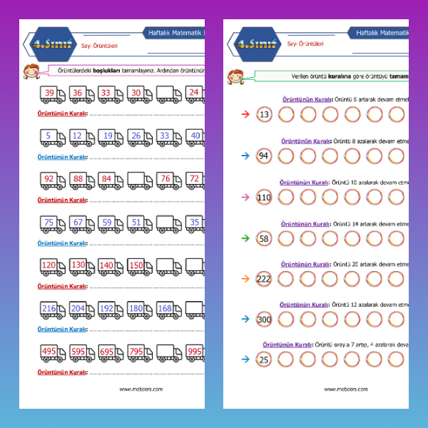 4. Sınıf Matematik - Sayı Örüntüleri Etkinlikleri