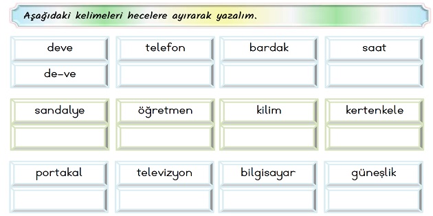 2.Sınıf Türkçe Hece Bilgisi Etkinliği -1