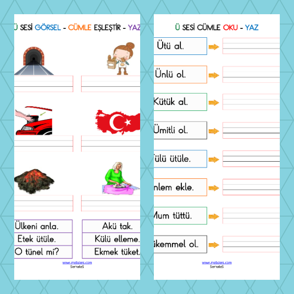1. Sınıf İlkokuma Yazma - Ü Sesi Cümle Etkinliği