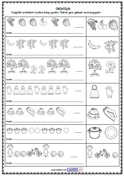 1. Sınıf Matematik Örüntüler Etkinliği 7