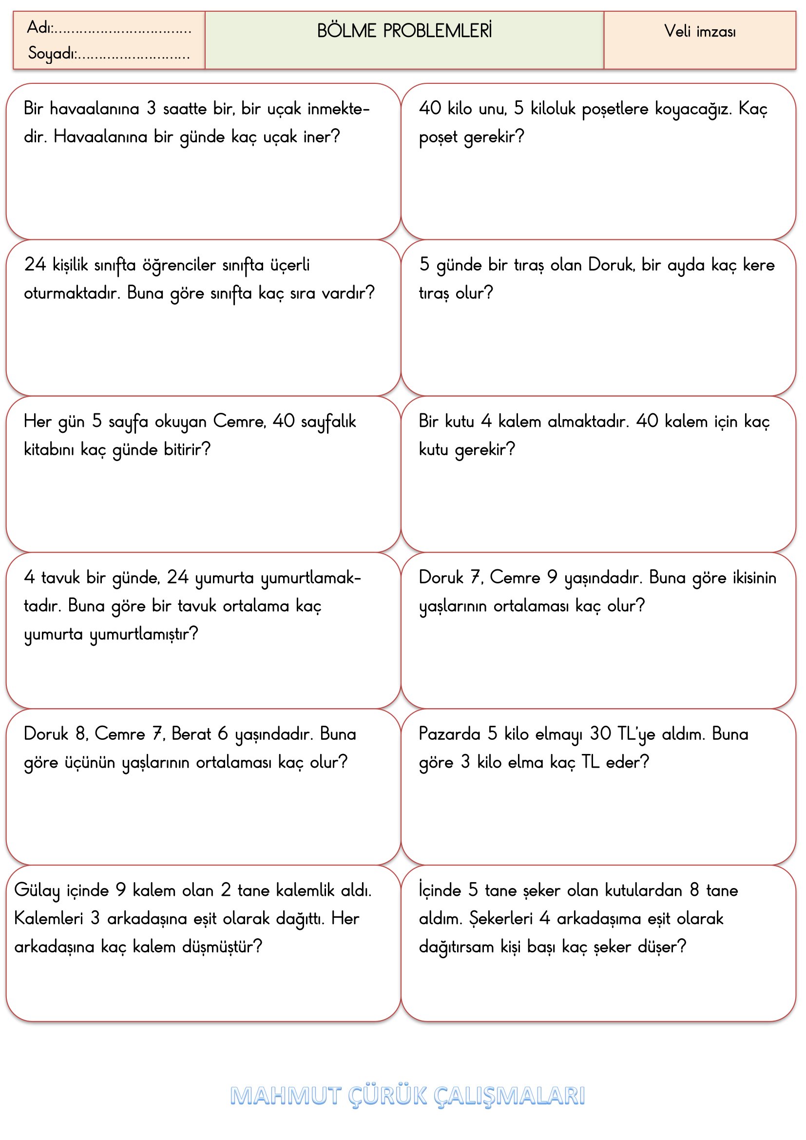 2.Sınıf - Matematik - Bölme Problemleri-2