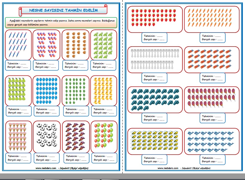 2.Sınıf Matematik Nesne Sayısını Tahmin Edelim