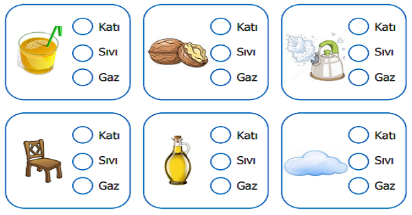 3.Sınıf Fen Bilimleri Maddenin Halleri Etkinliği 2