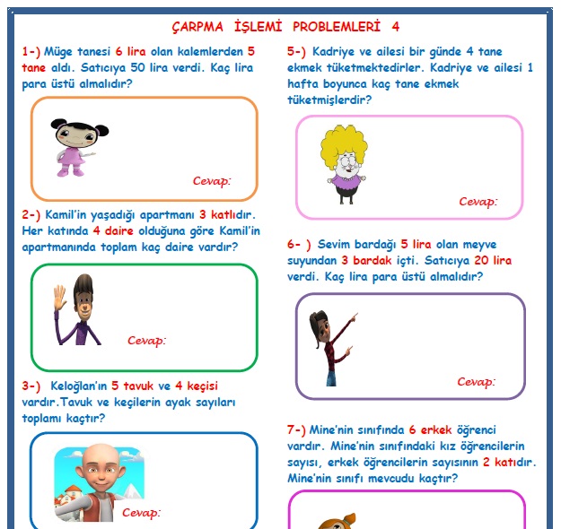 2.Sınıf Matematik Çarpma İşlemi Problemleri  4