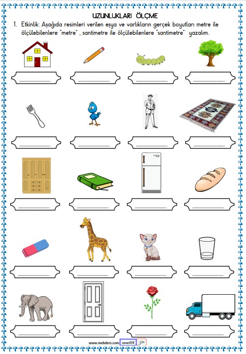 2. Sınıf Matematik Uzunlukları Ölçme  Etkinliği 13