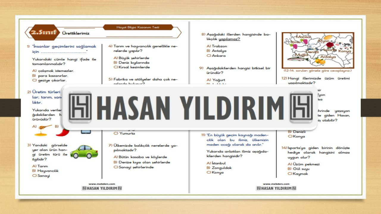 2.Sınıf Hayat Bilgisi Ürettiklerimiz Testi