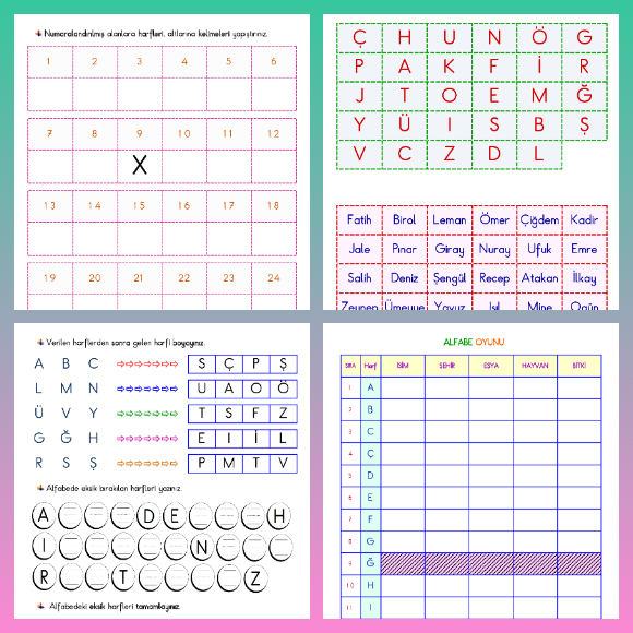 1. Sınıf Türkçe - Eğlenceli Alfabe Etkinlikleri