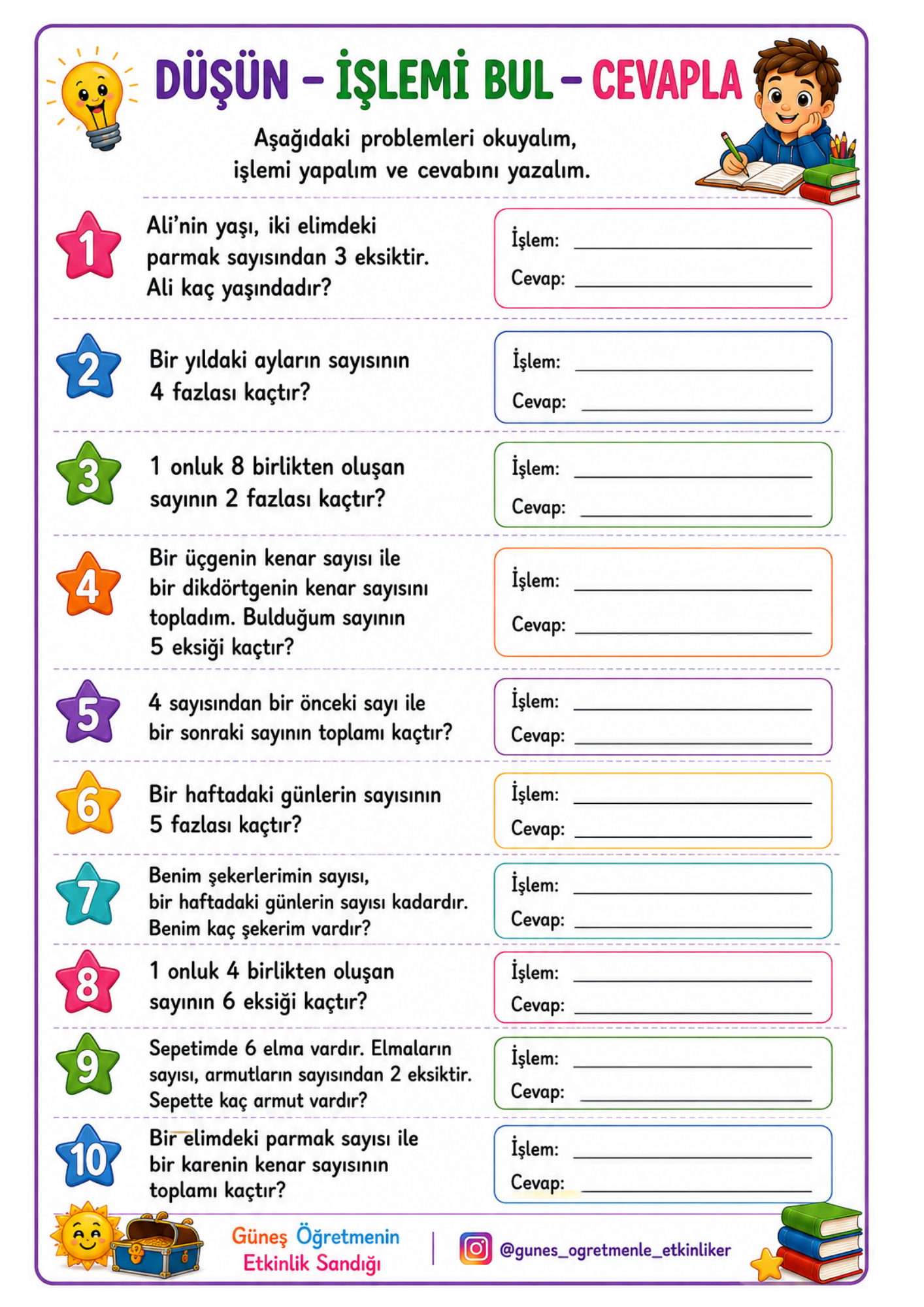 1.Sınıf Matematik Problemler
