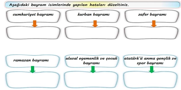 2.Sınıf Türkçe Büyük Harflerin Kullanıldığı Yerler Etkinliği -1