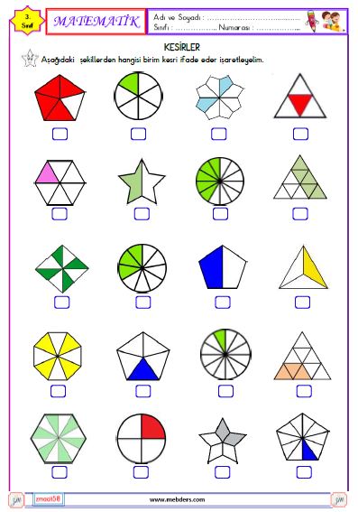 3. Sınıf Matematik Kesirler Etkinliği 4