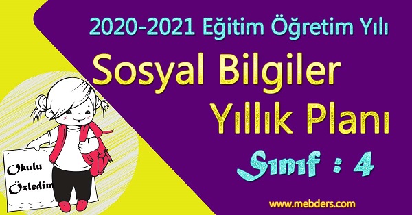 2020 - 2021 Yılı 4.Sınıf Sosyal Bilgiler Yıllık Planı (Tuna Yayınevi)