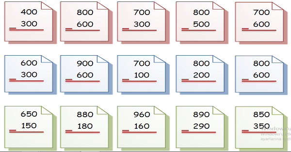 4.Sınıf Matematik Zihinden Çıkarma İşlemi 1