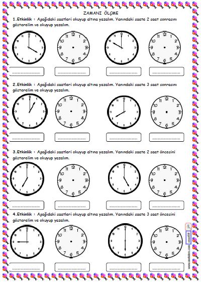 2. Sınıf Matematik Zamanı Ölçme - Saat Etkinliği 8