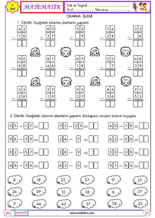 2. Sınıf Matematik Onluk Bozarak Çıkarma İşlemi Etkinliği 4