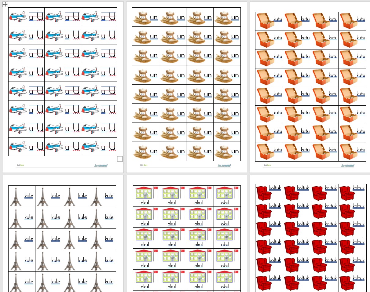 1. Sınıf İlk Okuma Yazma U Sesi İnteraktif Defter Çalışması