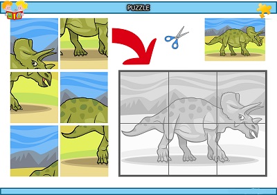 Kes yapıştır 6 parçalı dinozor puzzle etkinlik