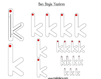 Küçük k harfi ben böyle yazılırım etkinliği