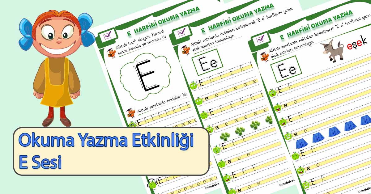 1.Sınıf İlkokuma E Sesi Okuma Yazma Etkinliği