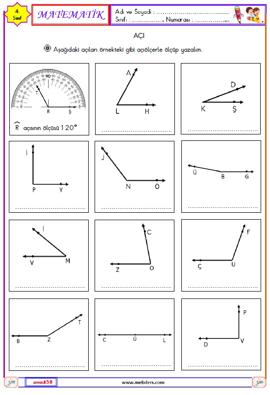 4. Sınıf Matematik Açı Etkinliği 5