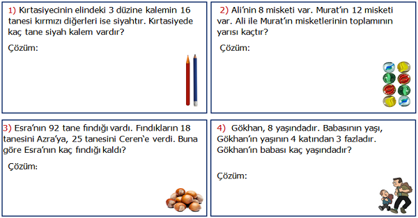 2.Sınıf Matematik Karışık Problemler Etkinliği 1