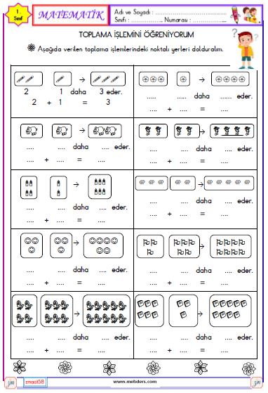 1. Sınıf Matematik Toplama İşlemi  Etkinliği 1